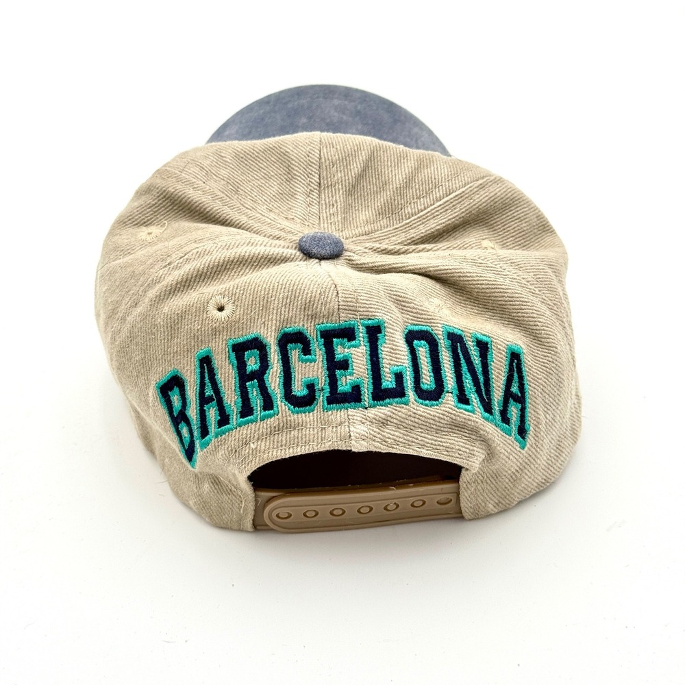 Hard Rock Cafe Barcelona Cap Hat Beige Blue Save Planet Love All Serve - Picture 2 of 3